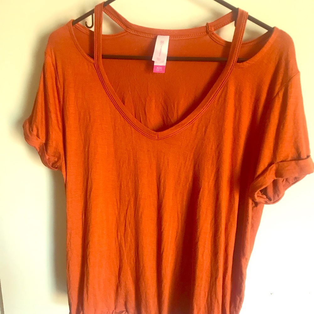 Burnt Orange tie front T-shirt